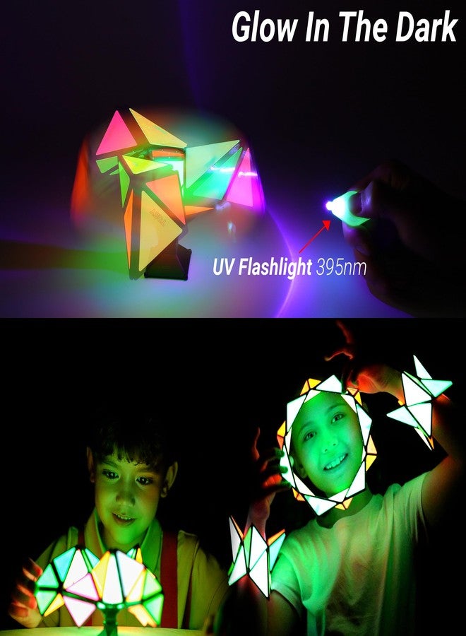 TOSY Magnet Pyramid - 1 Cube Transforms into 1 Billion Shapes, 12 Pieces, 243 Rare Earth Magnets, Glowing, Christmas Stocking Stuffers Gift for Kids, Creative Puzzle STEM Toy, Mixed Set - Image 3